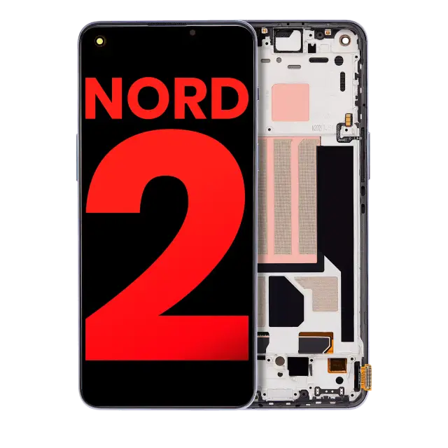Écran OLED avec châssis pour OnePlus Nord 2 5G (compatible premium, Gray Sierra)