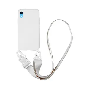 Coque Silicone avec Bandoulière Apple iPhone XR (#16) Blanc
