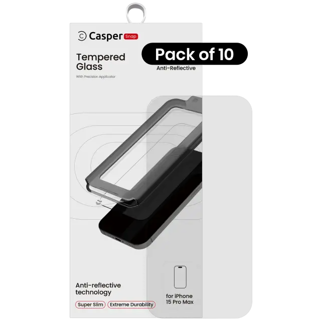 Verre trempé pour Apple iPhone 15 Pro Max (lot de 10, AR Clear)
