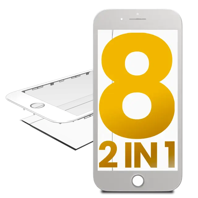 Vitre d’écran avec OCA pour Apple iPhone 8 (blanc, lot de 2)