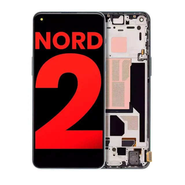 Écran OLED avec châssis pour OnePlus Nord 2 5G (compatible premium, Blue Haze)