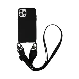 Coque Silicone avec Bandoulière Apple iPhone 14 Pro (#1) Noir