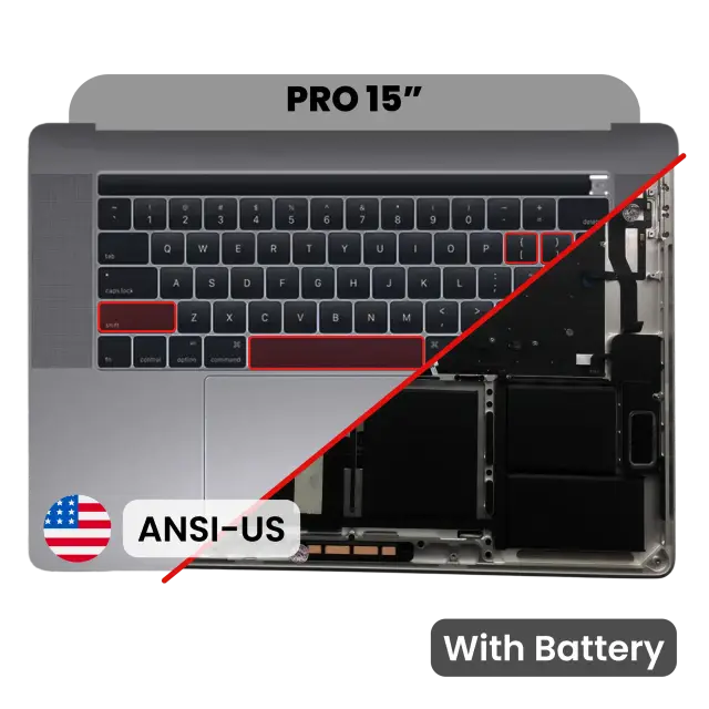 Châssis supérieur avec batterie et clavier ANSI US pour Apple MacBook Pro 15" A1707 (2016-2017) (gris sidéral)