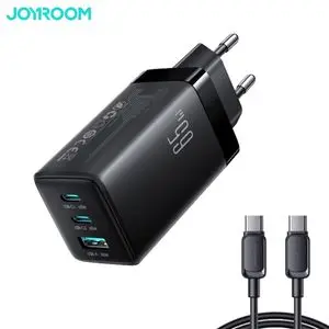Chargeur Secteur Multi GaN JOYROOM JR-TG10 65W avec Câble USB-C vers USB-C 100W 1.2m Noir