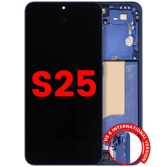 Écran OLED avec châssis pour Samsung Galaxy S25 5G (version US & internationale, compatible premium, Navy)