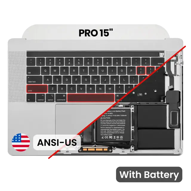 Châssis supérieur avec batterie et clavier ANSI US pour Apple MacBook Pro 15" A1990 (2018-2019) (argent)