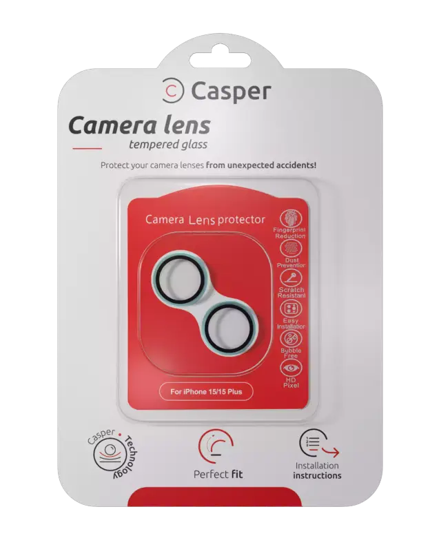Protection de lentilles de caméra pour iPhone 15 / 15 Plus (bleu, transparent)