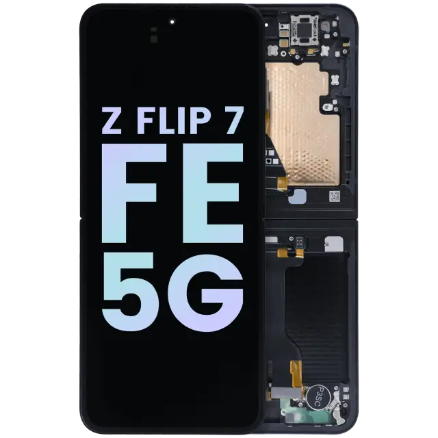 Écran OLED intérieur avec châssis pour Samsung Galaxy Z Flip 7 FE 5G (pack service origine, noir)