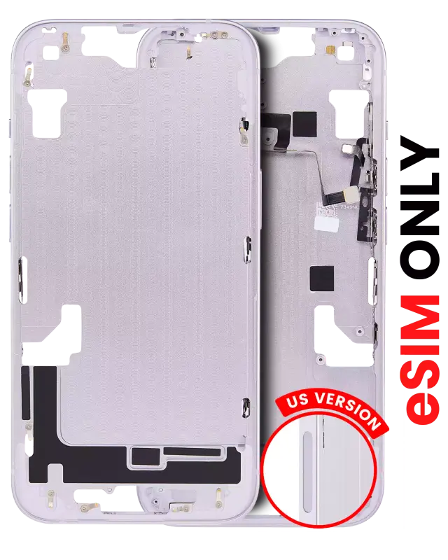 Châssis avec petits composants pour Apple iPhone 14 (version US, eSIM uniquement, compatible, violet)