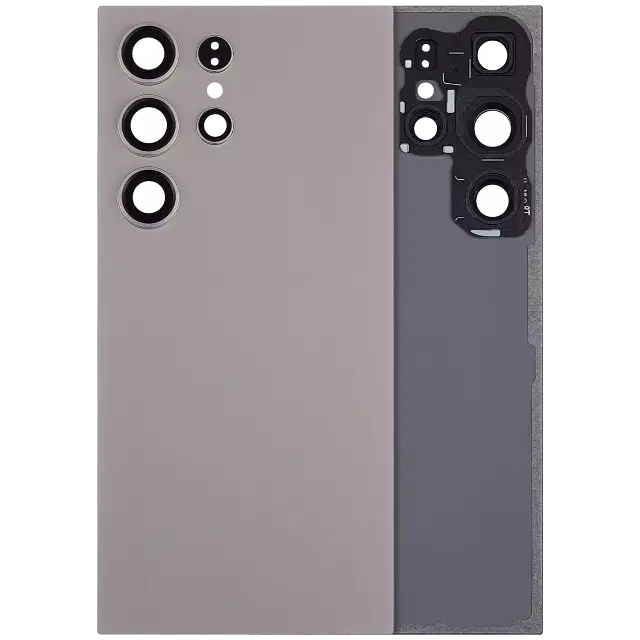 Vitre arrière pour Samsung Galaxy S24 Ultra 5G (sans logo, compatible premium, Titanium Gray)