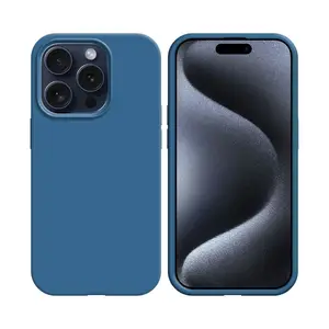 Coque Silicone Compatible pour Apple iPhone 15 Pro Max (#20) Bleu Marine