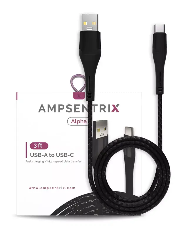 Câble USB-C vers USB-A AmpSentrix Alpha (1 m, noir)