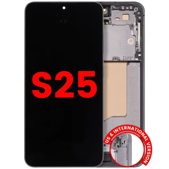 Écran OLED avec châssis pour Samsung Galaxy S25 5G (version US & internationale, compatible premium, Silver Shadow)