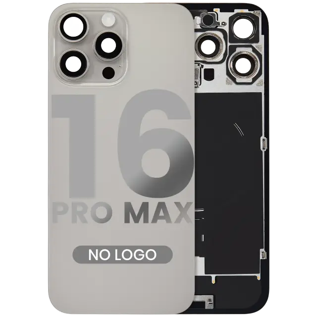Vitre arrière pour Apple iPhone 16 Pro Max (sans logo, compatible, titane naturel) — réf. 107082113906