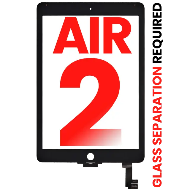 Vitre tactile pour Apple iPad Air 2 (OCA préinstallé, séparation de la vitre requise, compatible premium, noir)