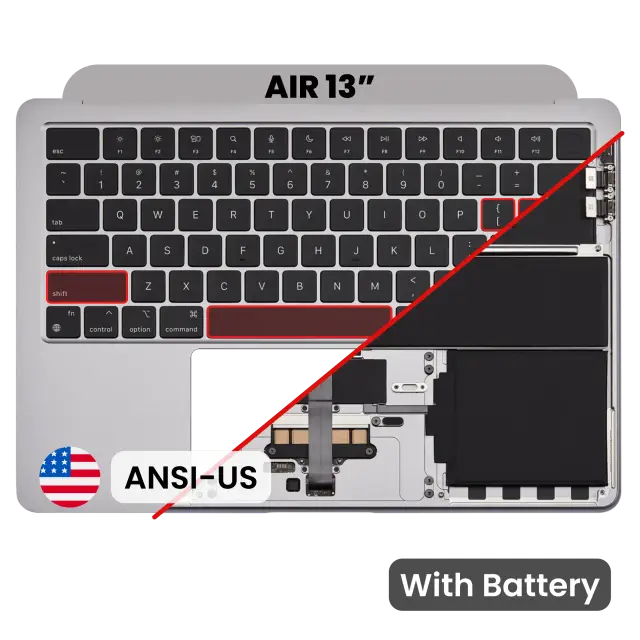 Châssis supérieur avec batterie et clavier ANSI US pour Apple MacBook Air 13" A2681 (2022) (origine, gris sidéral)