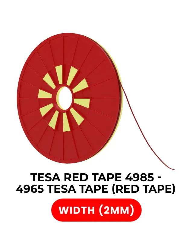 Ruban adhésif double face polyester rouge tesa 4965 — 2 mm × 25 m