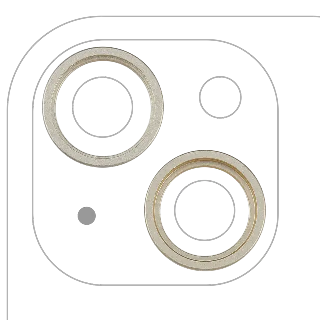 Anneau de contour de caméra arrière pour Apple iPhone 15 / 15 Plus (lot de 2, jaune, lot de 10)