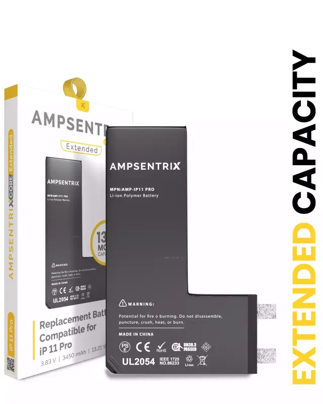Batterie nue à souder pour Apple IPhone 11 Pro (soudure par points requise, AmpSentrix Core Extended)