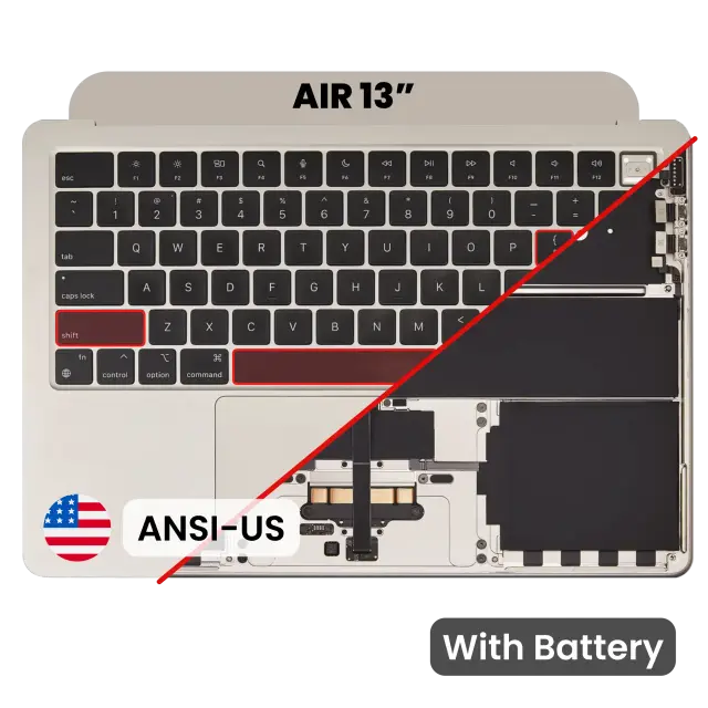 Châssis supérieur avec batterie et clavier ANSI US pour Apple MacBook Air 13" A3113 (2024) (origine, lumière stellaire)