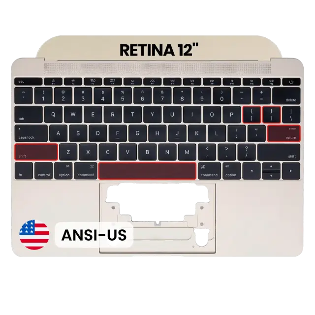 Châssis supérieur avec clavier ANSI US et microphone pour Apple MacBook 12" A1534 (2015) (OEM New, or)