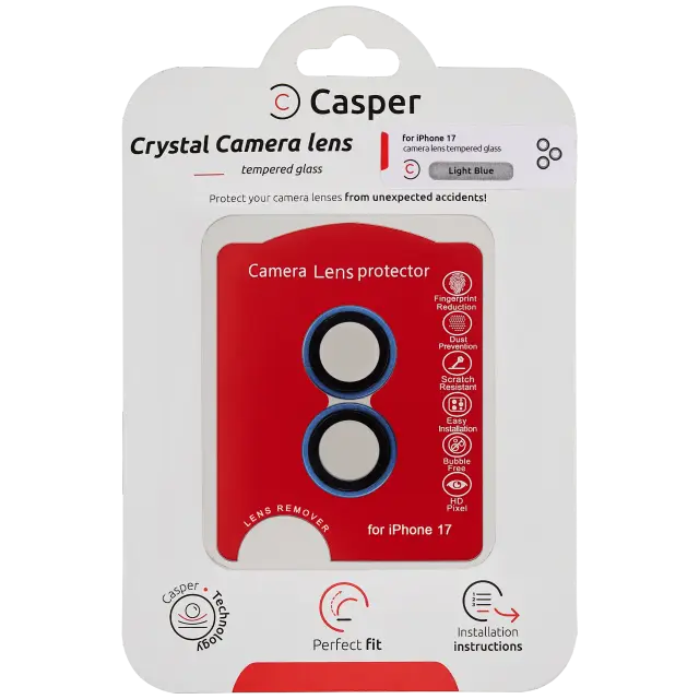 Protection de lentilles de caméra pour iPhone 17 (Light Blue, transparent)