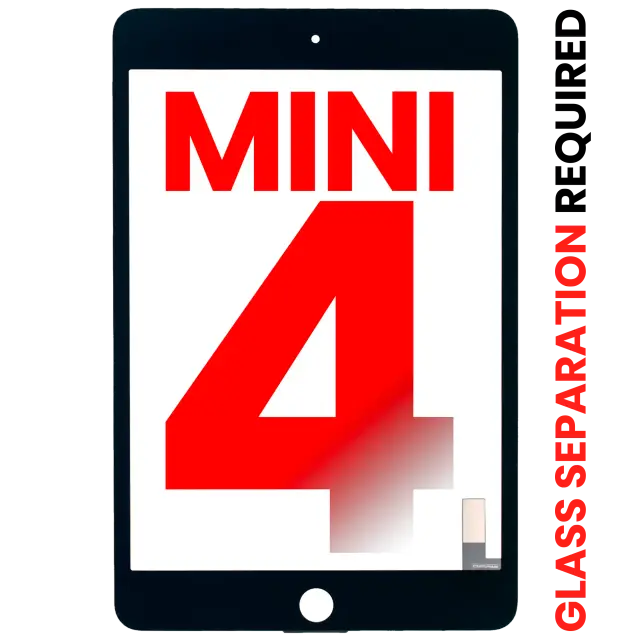 Vitre tactile pour Apple iPad Mini 4 (OCA préinstallé, séparation de la vitre requise, compatible premium, noir)