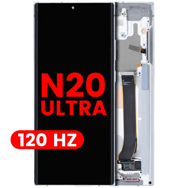 Écran OLED avec châssis pour Samsung Galaxy Note 20 Ultra 5G (Aftermarket Pro, 120 Hz, Mystic White)
