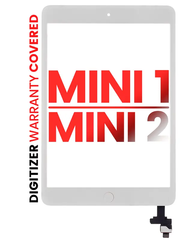 Vitre tactile avec circuit intégré et bouton principal préinstallé pour Apple iPad Mini 1 / iPad Mini 2 (compatible: XO7, blanc)
