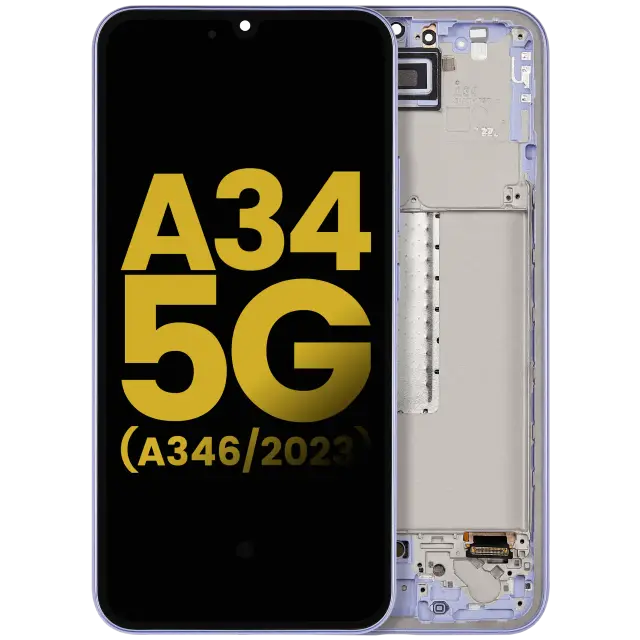 Écran OLED avec châssis pour Samsung Galaxy A34 5G (A346 / 2023) (reconditionné, Violet)