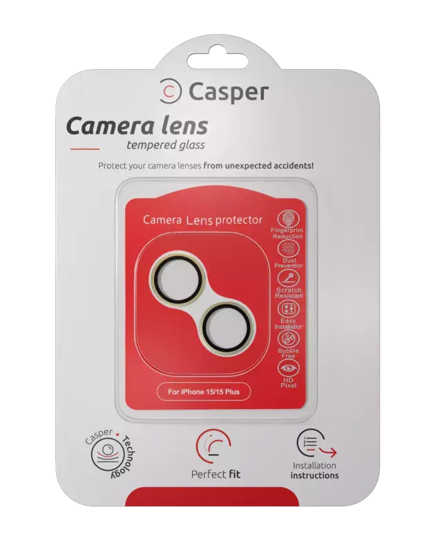 Protection de lentilles de caméra pour iPhone 15 / 15 Plus (jaune, transparent)