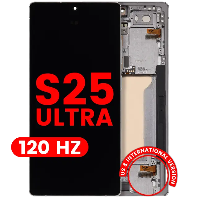 Écran OLED avec châssis pour Samsung Galaxy S25 Ultra 5G (version US & internationale, compatible premium, 120 Hz, Titanium White Silver)