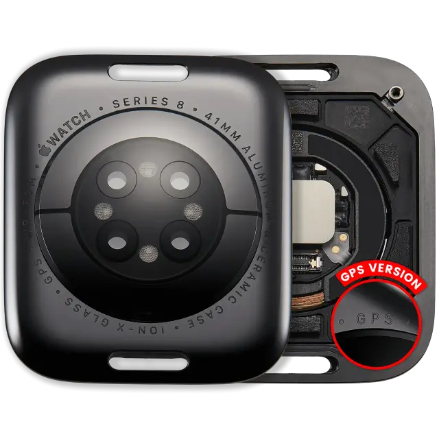 Vitre arrière pour Apple Watch Series 8 (41mm) (version GPS, Aluminum / Space Black)