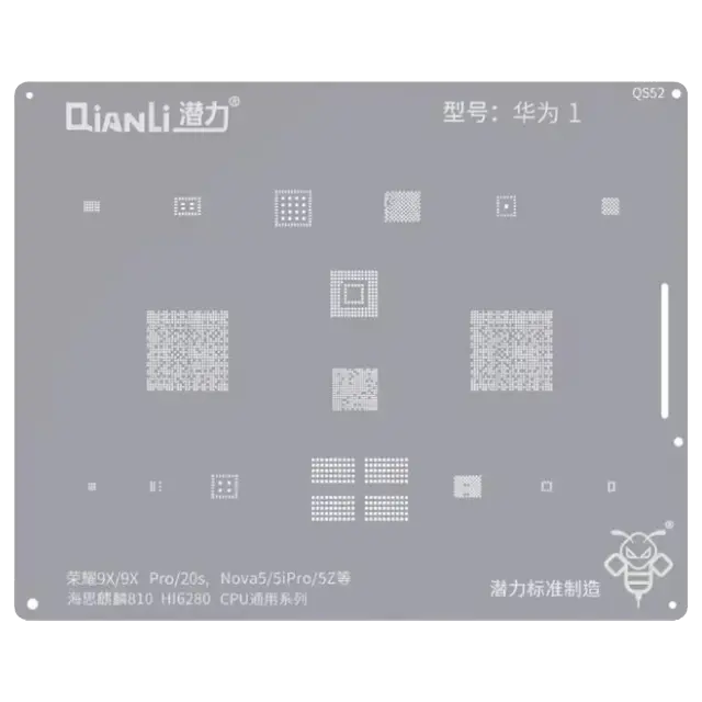 Pochoir Qianli Bumblebee QS52 CPU universel pour Huawei Honor 9X / Pro / 20S / Nova 5 / 5i Pro / 5Z (Kirin 810/HI6280)