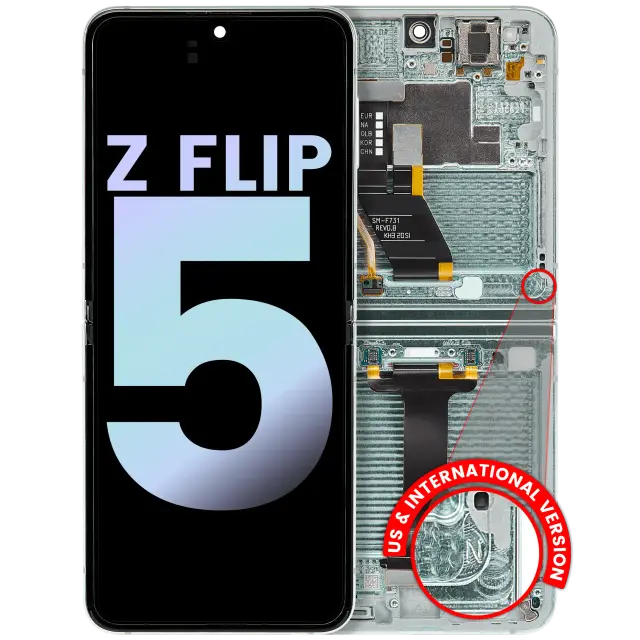 Écran OLED intérieur avec châssis pour Samsung Galaxy Z Flip 5 5G (version US & internationale, pack service origine, Mint)