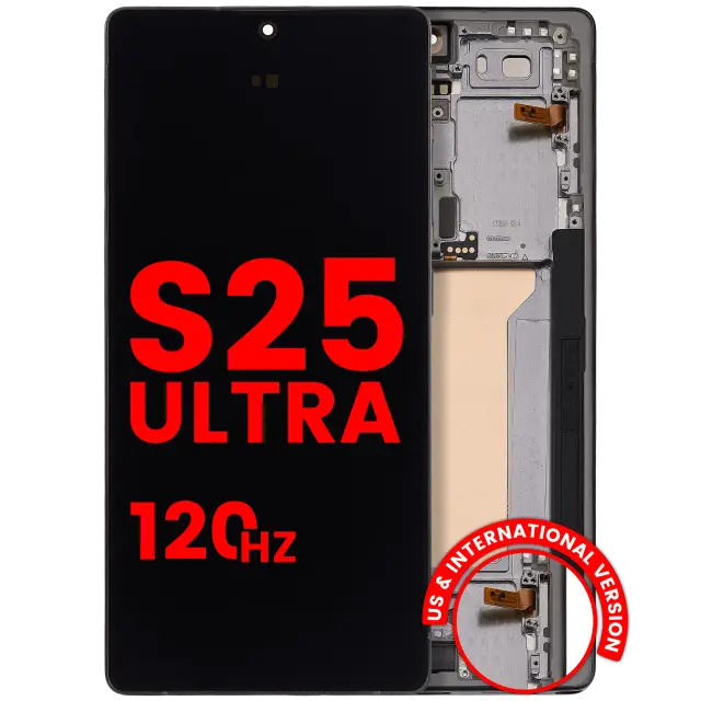 Écran OLED avec châssis pour Samsung Galaxy S25 Ultra 5G (version US & internationale, Aftermarket Pro, 120 Hz, Titanium Jet Black)