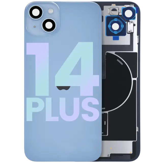 Vitre arrière avec MagSafe, NFC et nappe flash pour Apple iPhone 14 Plus (origine, bleu)
