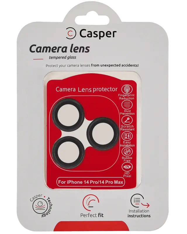 Protection de lentilles de caméra pour Apple iPhone 14 Pro / 14 Pro Max (noir, transparent)