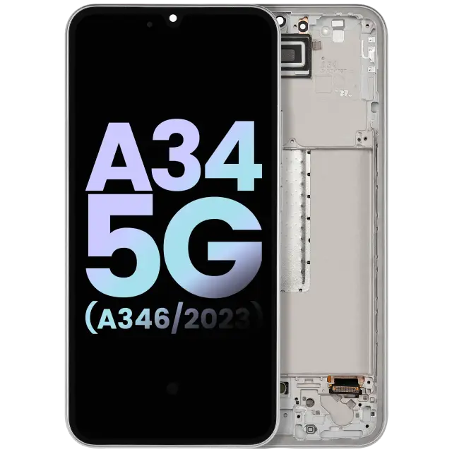 Écran OLED avec châssis pour Samsung Galaxy A34 5G (A346 / 2023) (pack service origine, argent)