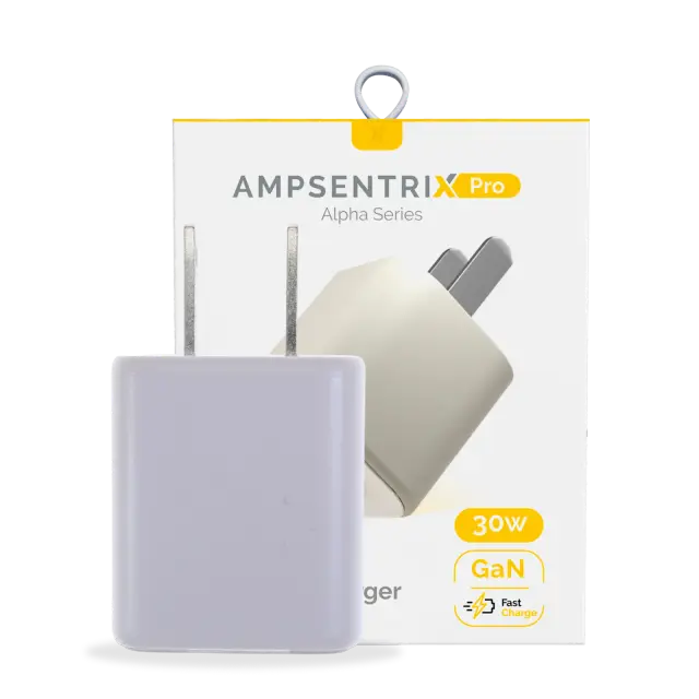 Chargeur secteur AmpSentrix Pro 30W 2-in-1 USB-C / USB-A GaN (titane sable)