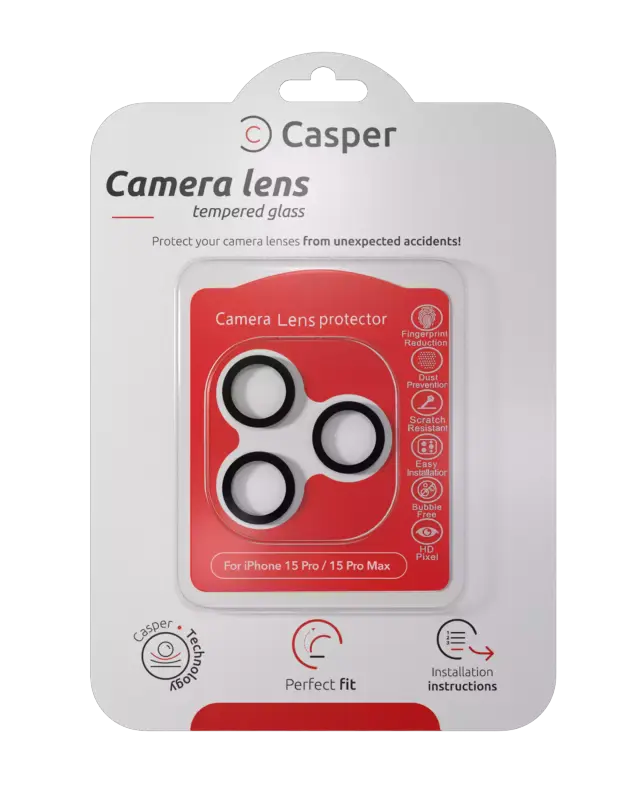 Protection de lentilles de caméra pour iPhone 15 Pro / 15 Pro Max (transparent, gris)