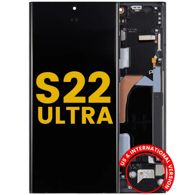 Écran OLED avec châssis pour Samsung Galaxy S22 Ultra 5G (version US & internationale, reconditionné, Graphite / Red / Sky Blue)