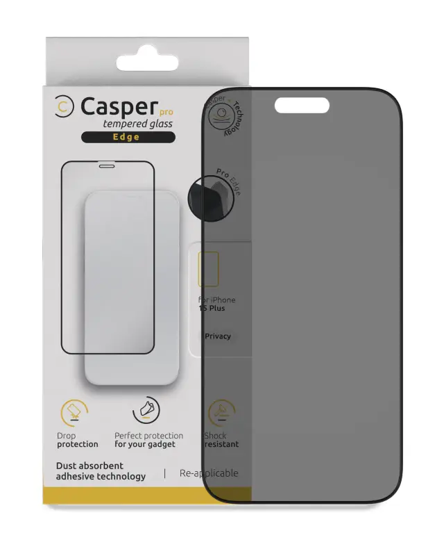 Verre trempé pour iPhone 15 Plus / 16 Plus (blister, Privacy)