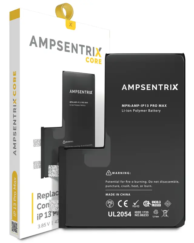 Cellule de batterie nue à souder pour Apple iPhone 13 Pro Max (soudure par points requise, AmpSentrix Core) — réf. 107082074634
