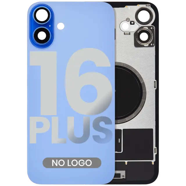 Vitre arrière pour Apple iPhone 16 Plus (sans logo, compatible, bleu outremer)