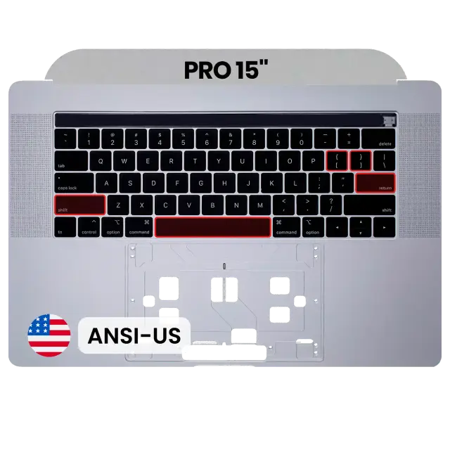 Châssis supérieur avec clavier ANSI US pour Apple MacBook Pro 15" A1990 (2018-2019) (OEM New, argent)