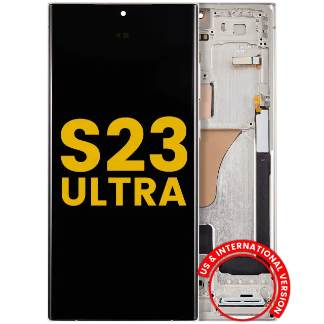 Écran OLED avec châssis pour Samsung Galaxy S23 Ultra (version US & internationale, reconditionné, Cream)