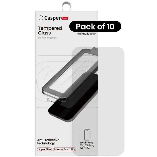 Verre trempé pour Apple iPhone 13 / 13 Pro / 14 / 16e (lot de 10, AR Clear)