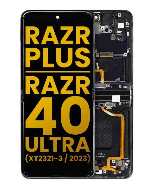 Écran OLED intérieur avec châssis pour Motorola Moto Razr Plus 2023 / Razr 40 Ultra (XT2321 / 2023) (reconditionné, Infinite Black)