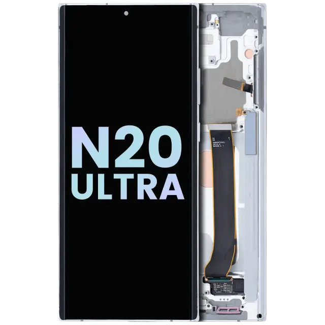 Écran OLED avec châssis pour Samsung Galaxy Note 20 Ultra 5G (pack service origine, Mystic White)